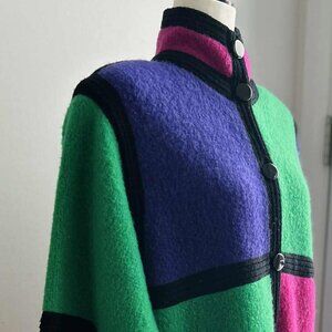 Vintage Spanner Emerald Amethyst & Fuchsia Colorblock Mohair Coat - US M